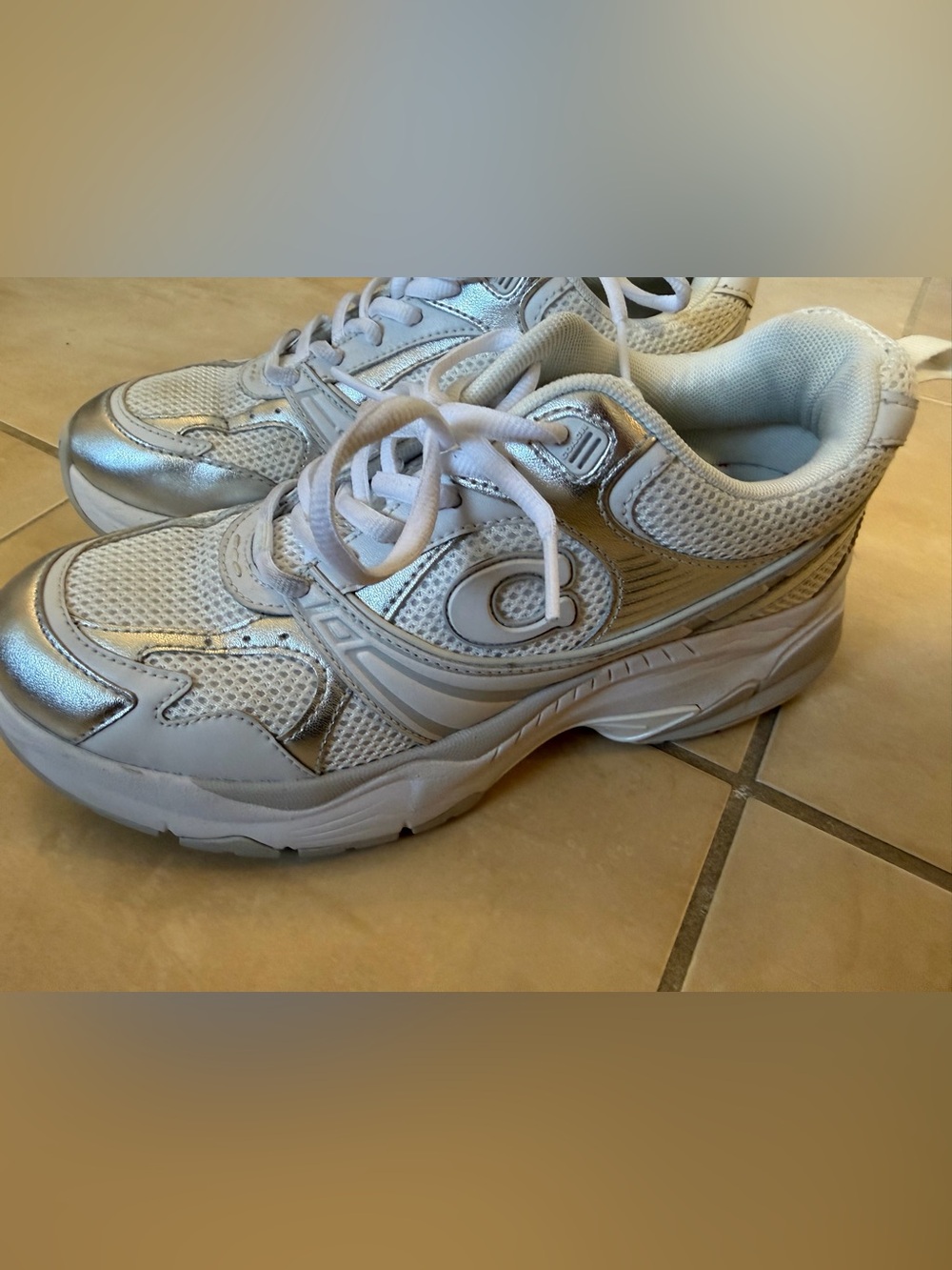 Coach White and Silver Women's Sneakers